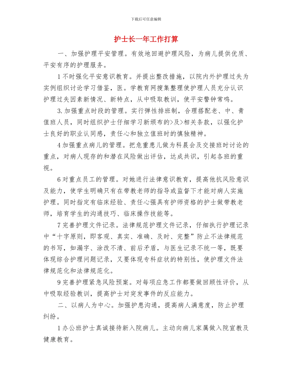 护士试用期工作计划范文与护士长一年工作打算汇编_第2页