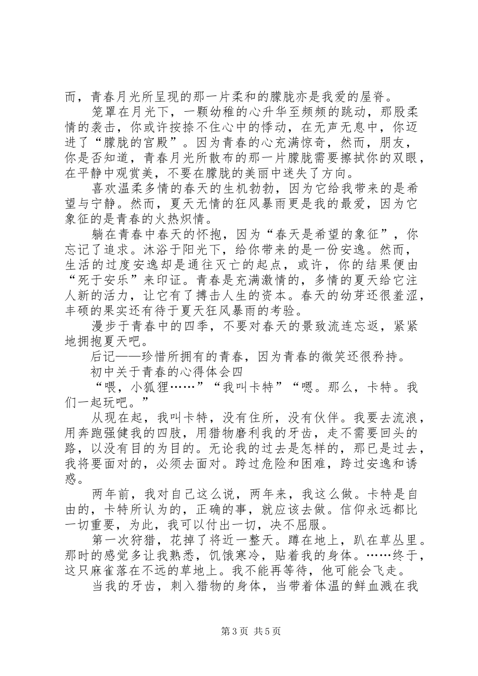 初中关于青春的心得体会_第3页