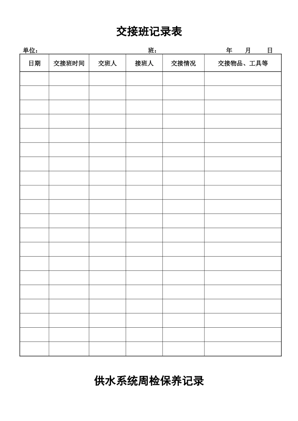 物业管理工程部全套表格_第1页