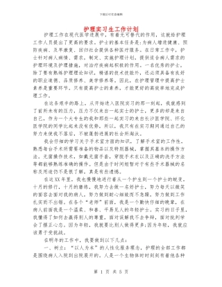 护理实习生工作计划