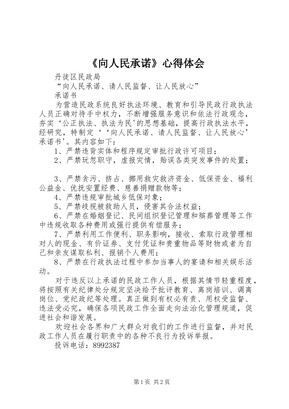 《向人民承诺》心得体会_第1页