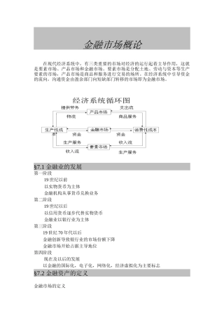 金融市场基本理论概述