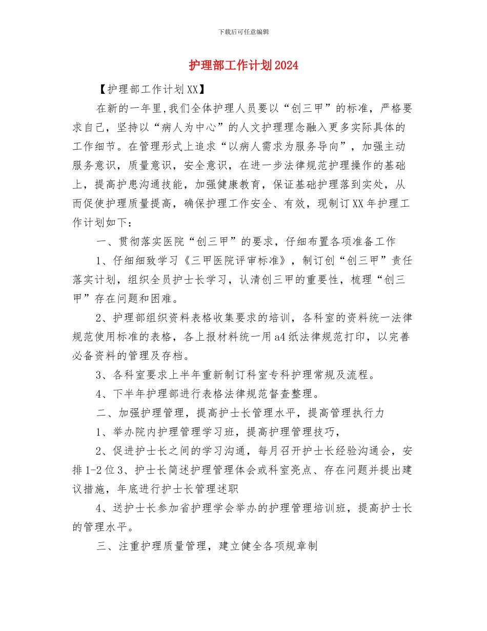护理部主任的个人工作总结与护理部工作计划2024汇编_第3页