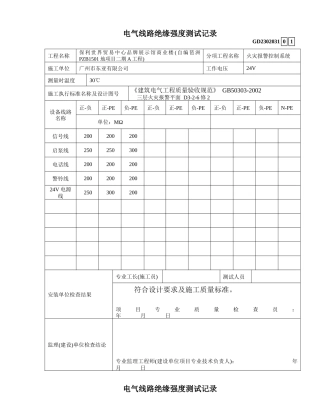 GD2302031电气绝缘强度测试记录