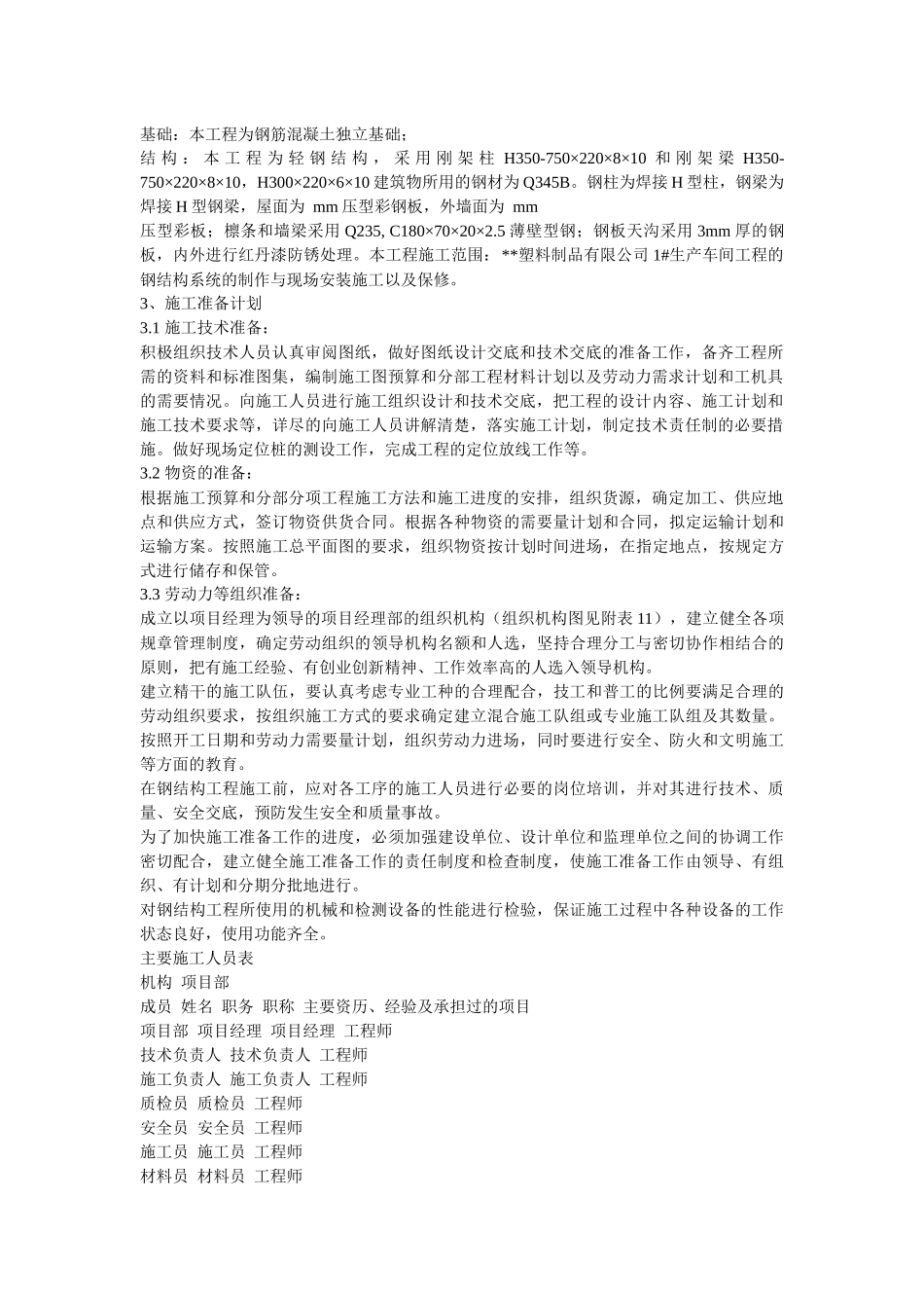 钢结构工程施工组织设计方案(DOC15页)_第2页
