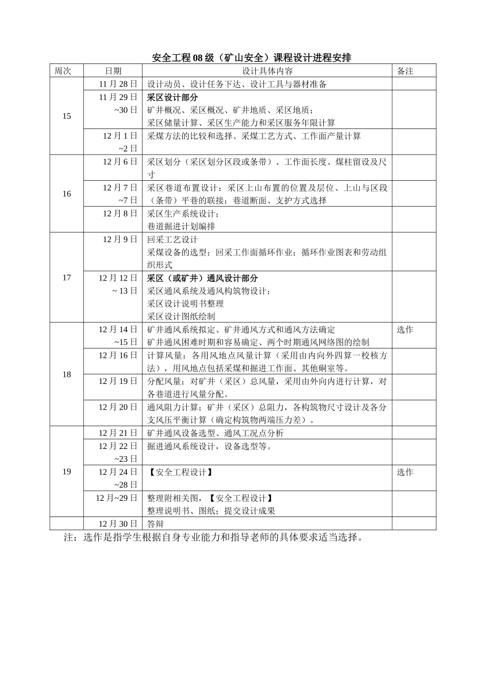 采区设计(矿井通风系统)课程设计任务书_第3页