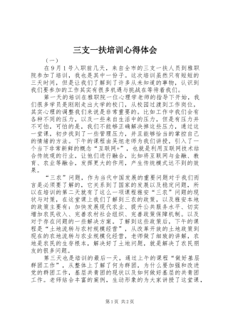 三支一扶培训心得体会