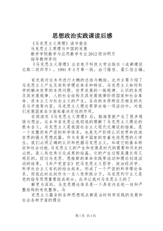 思想政治实践课读后感