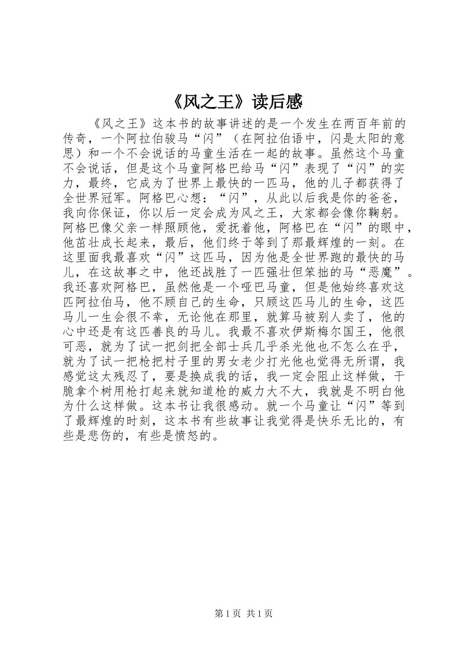 《风之王》读后感_第1页