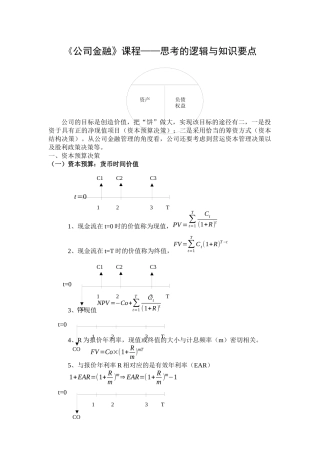 《公司金融》思考的逻辑和知识要点