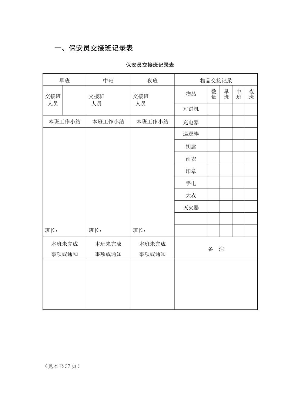 1物业公司治安保卫管理表格_第2页