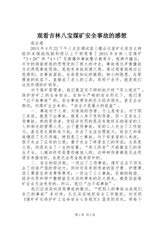 观看吉林八宝煤矿安全事故的感想