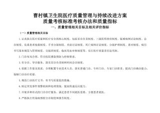 医疗质量管理与持续改进的质量考核标准