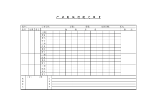 产品包装进度记录卡