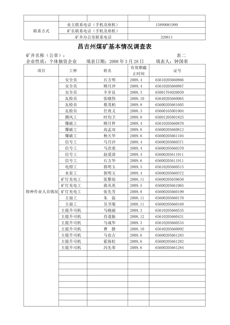 鑫龙煤矿基本情况调查表_第2页