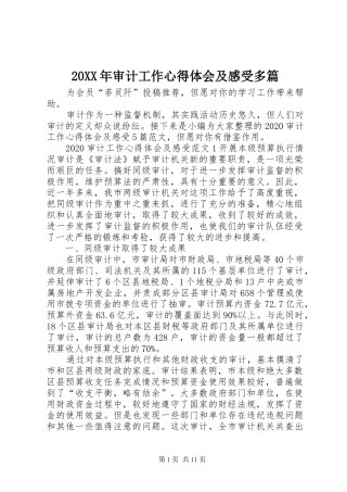 20XX年审计工作心得体会及感受多篇