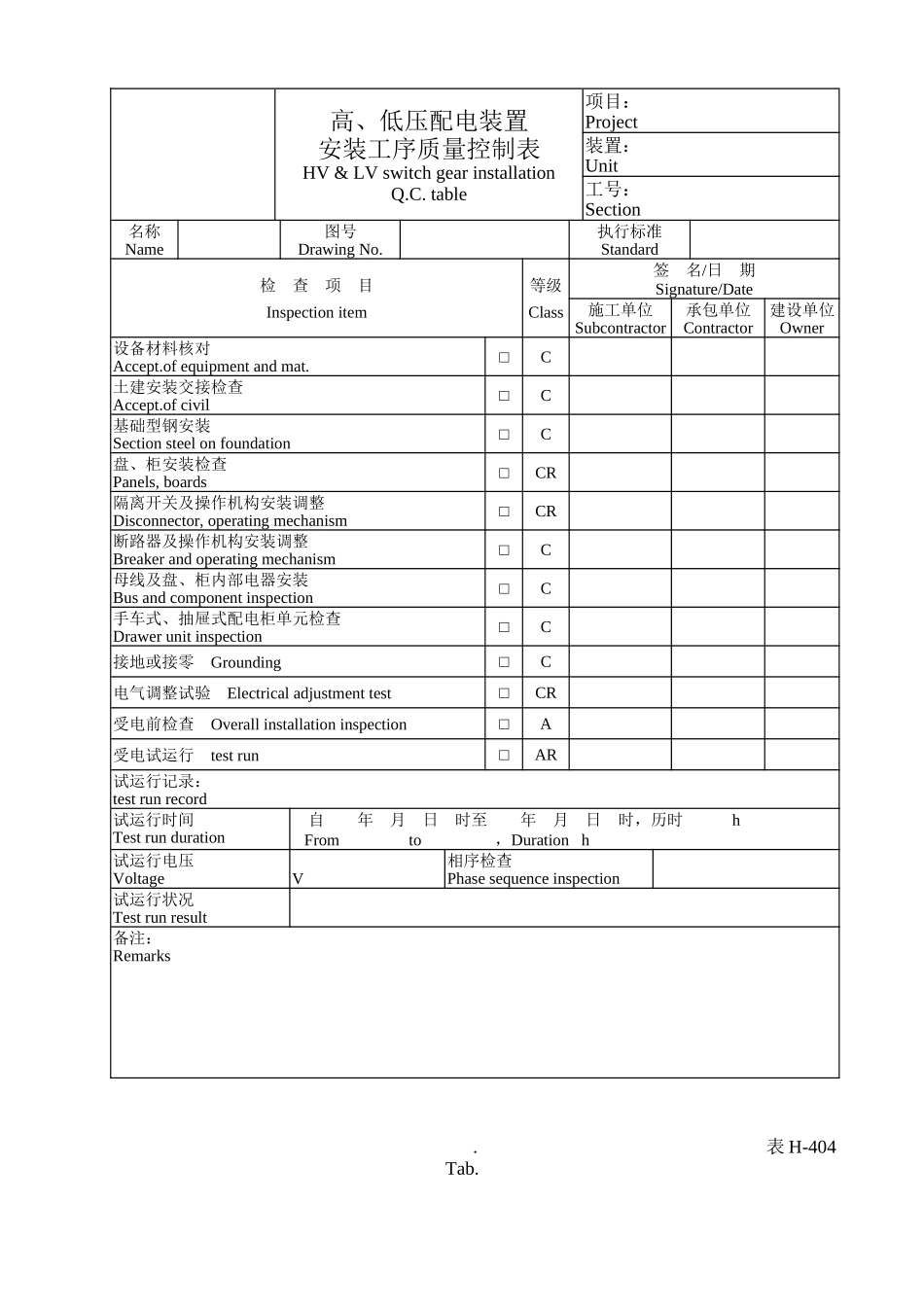 化工施工验收电气仪表表格_第2页