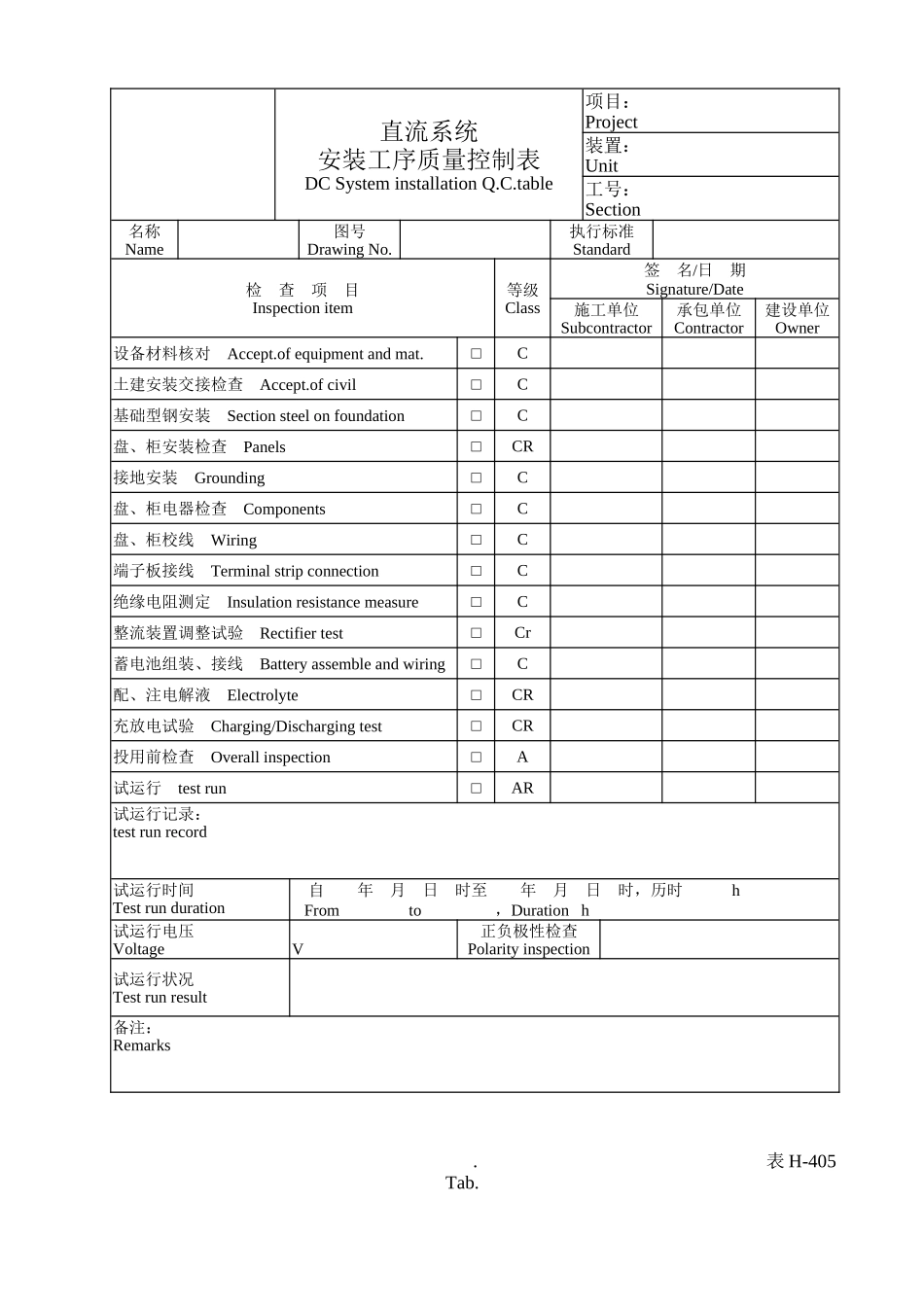 化工施工验收电气仪表表格_第3页