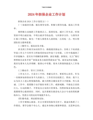担保企业工作计划