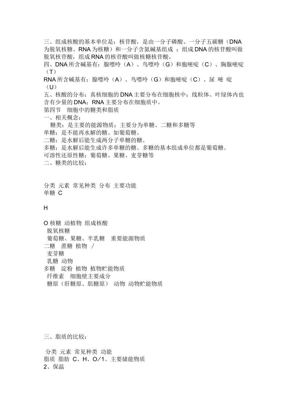 高中生物必修一提纲_第3页