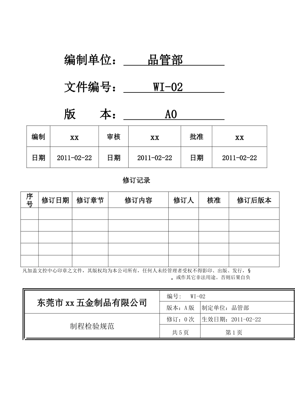 五金制品公司品管部制程检验标准_第2页