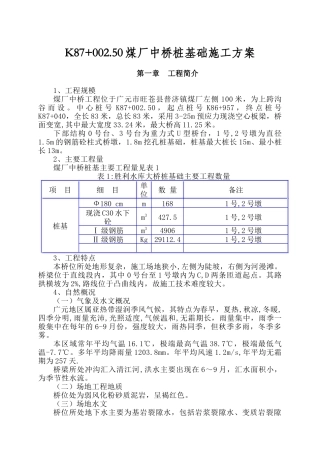 煤厂中桥桩基施工方案