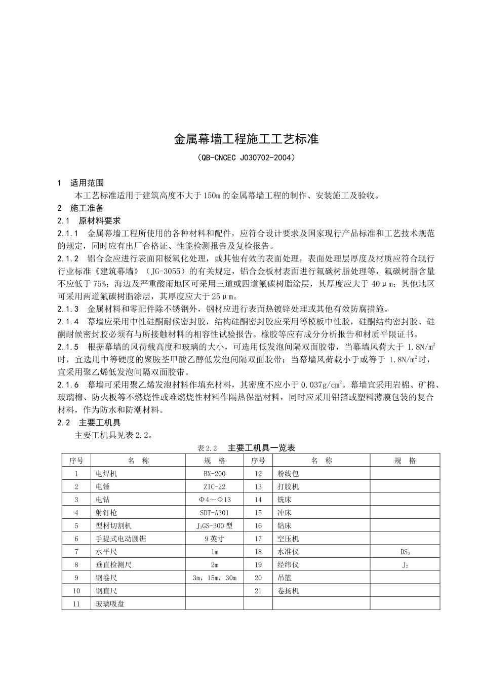 金属幕墙工程施工工艺标准_第1页