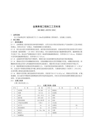 金属幕墙工程施工工艺标准