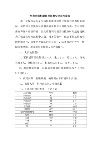 更换采煤机滚筒及摇臂安全技术措施(实施后)