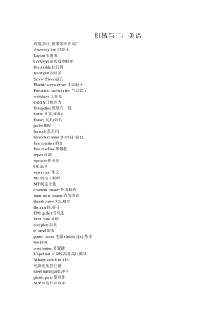 机械与工厂英语