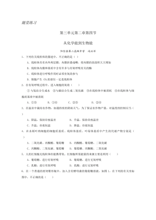 随堂练习第三单元第二章第四节从化学能到生物能阳信县第二