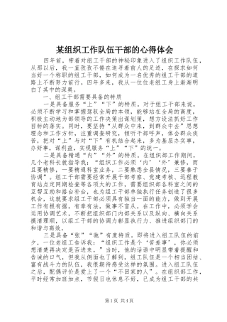 某组织工作队伍干部的心得体会