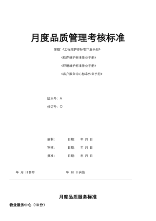 物业管理月度品质管理考核标准0928