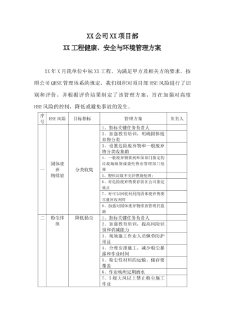 某工程--安全与环境管理方案