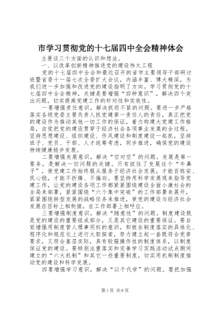 市学习贯彻党的十七届四中全会精神体会