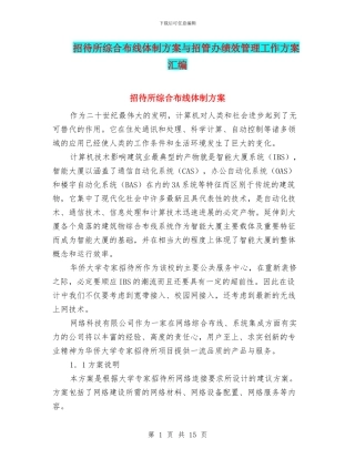招待所综合布线体制方案与招管办绩效管理工作方案汇编