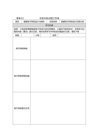 智能电子产品设计与制作工作单
