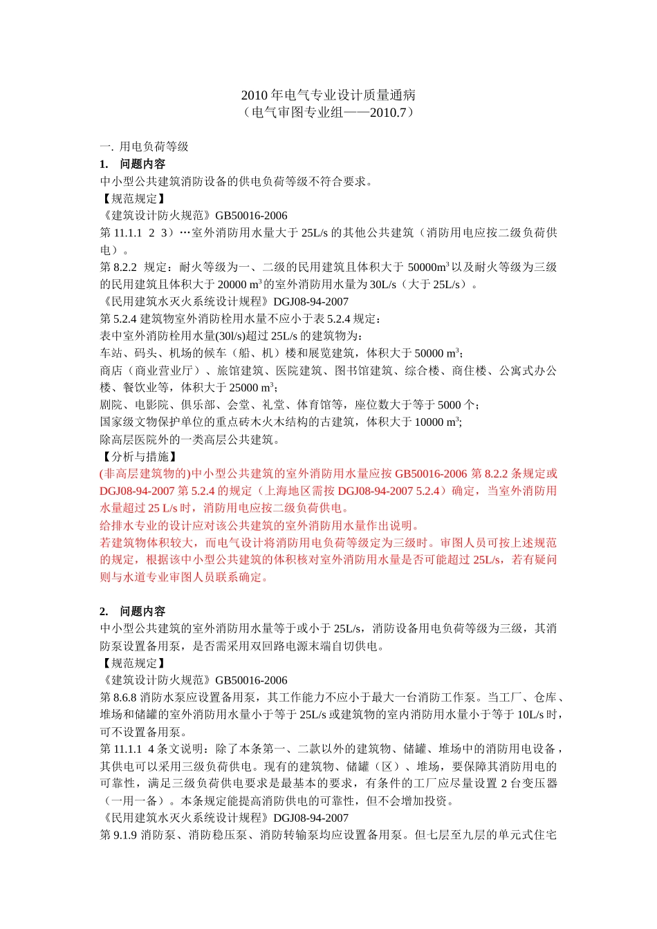 XXXX年设计质量通病(电气专业)_第1页