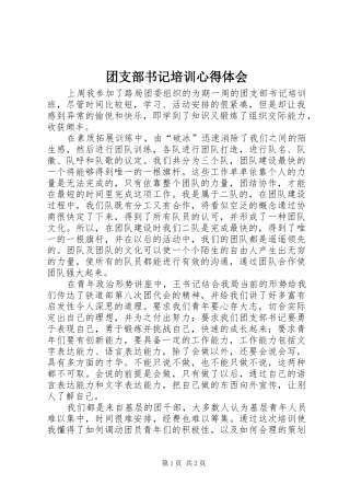 团支部书记培训心得体会