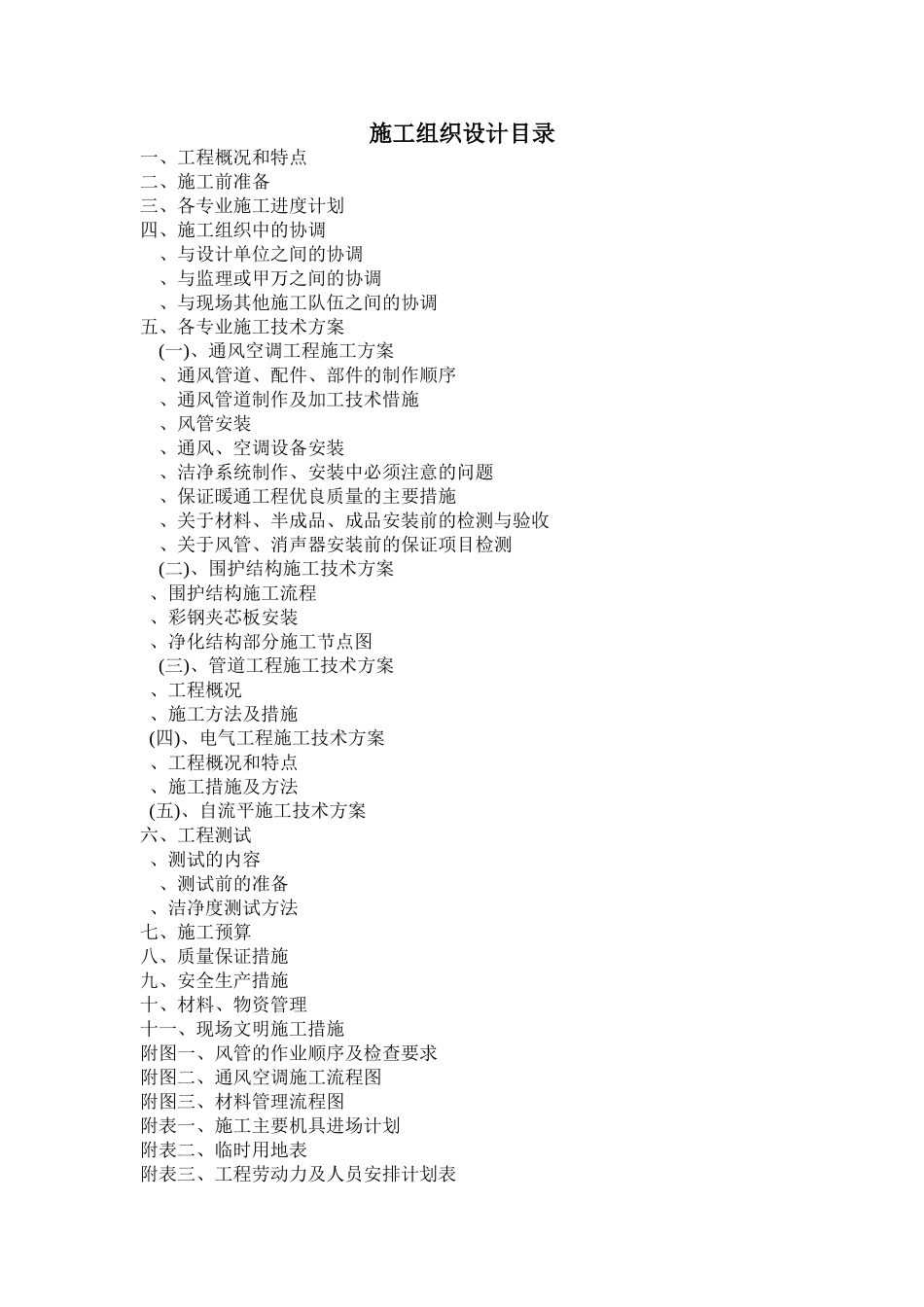 无菌室中央净化系统工程施工组织设计方案(DOC24页)_第1页