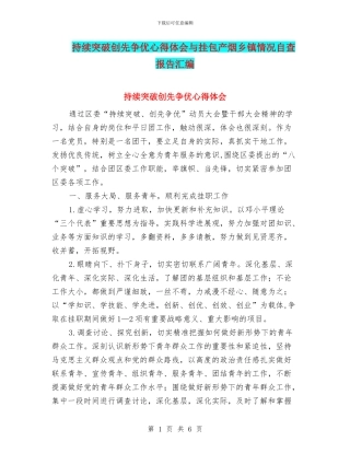 持续突破创先争优心得体会与挂包产烟乡镇情况自查报告汇编