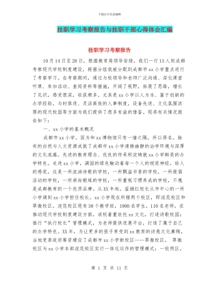 挂职学习考察报告与挂职干部心得体会汇编