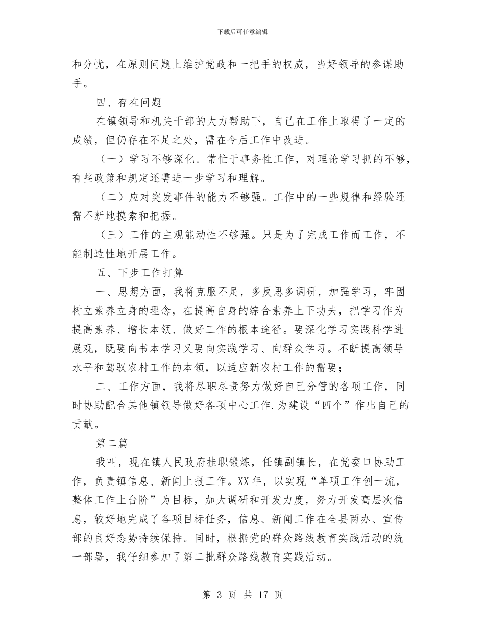 挂职副镇长述职报告5篇与挂职工作个人工作总结汇编_第3页