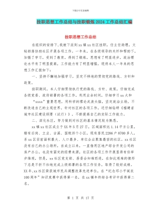 挂职思想工作总结与挂职锻炼2024工作总结汇编