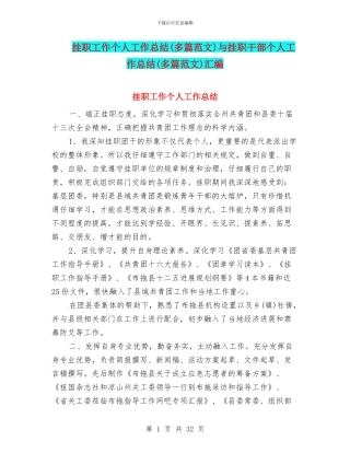 挂职工作个人工作总结与挂职干部个人工作总结(多篇范文)汇编
