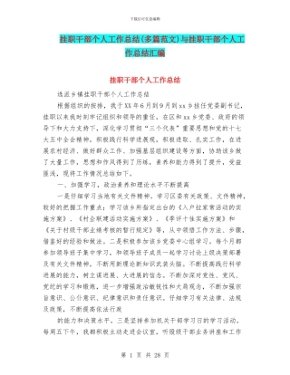 挂职干部个人工作总结与挂职干部个人工作总结汇编