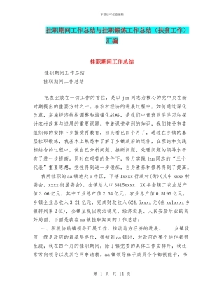 挂职期间工作总结与挂职锻炼工作总结汇编