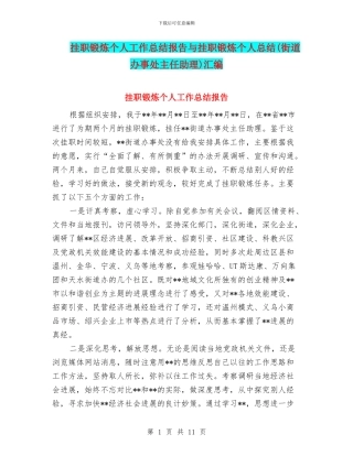 挂职锻炼个人工作总结报告与挂职锻炼个人总结汇编