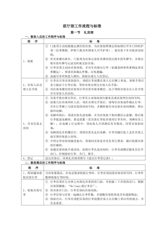 五星级酒店前厅部工作流程