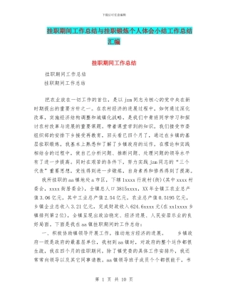 挂职期间工作总结与挂职锻炼个人体会小结工作总结汇编